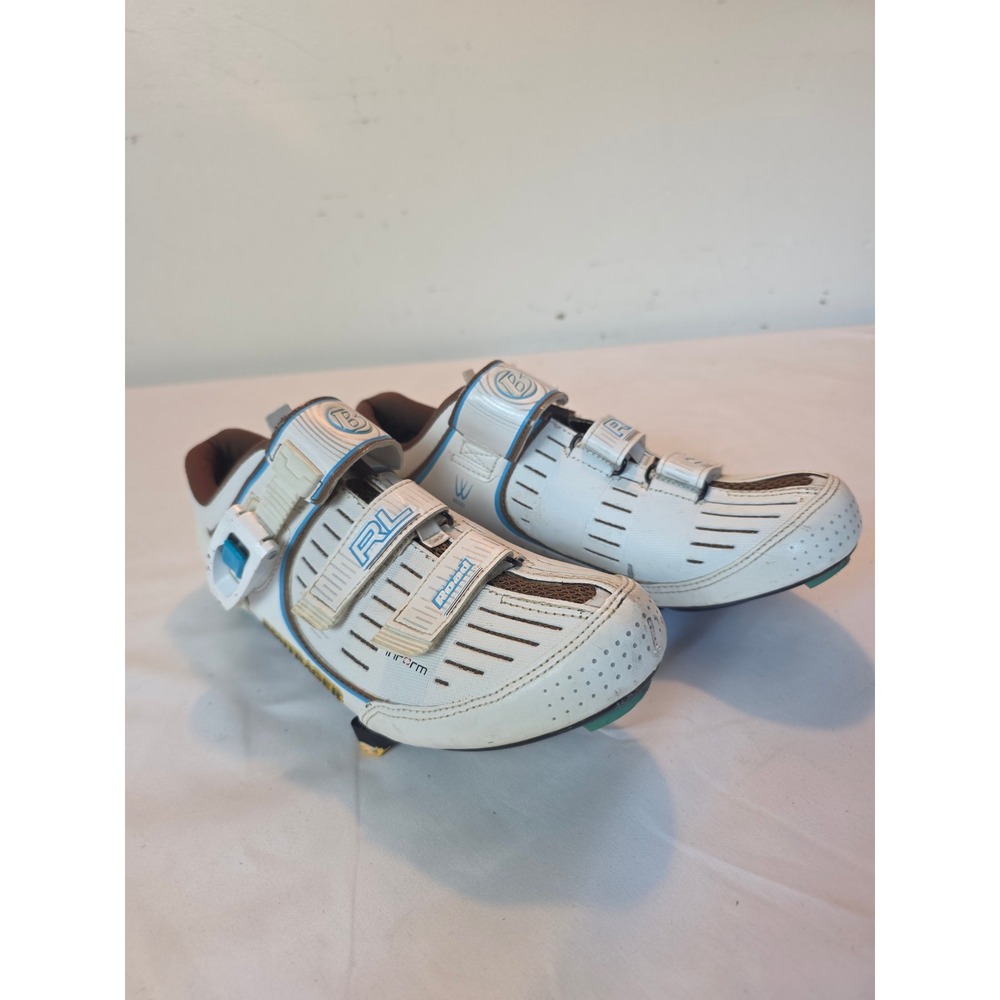Bontrager RL Road Cycling Shoes Womens 9.5 White Blue 408691 3-Bolt Cleat